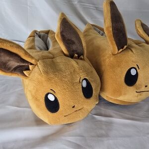 Pokemon Eevee Plush Slippers Kids Size 6 Soft House Shoes Brown Tan